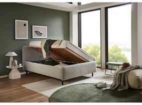 Бежово двойно легло 180x200 cm тапицирано с място за съхранение с включена подматрачна рамка Primo – Meise Möbel