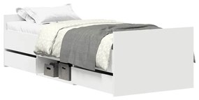 3203796 vidaXL Рамка за легло с горна и долна табла, бяла, 100x200 см