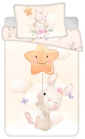 Жълто памучно детско спално бельо за детско креватче 100x135 cm Bunny "Star" – Jerry Fabrics