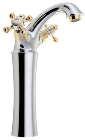 Стояща батерия за мивка в лъскаво-сребрист и златист цвят Antea – Sapho