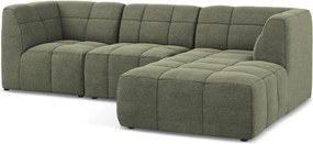 Зелен ъглов диван от прежда с примки от букле (десен ъгъл) Aloha – Makamii
