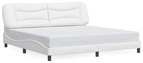 3208024 vidaXL Рамка за легло без матрак Hvar, бяла, 200x200 см, изкуствена кожа