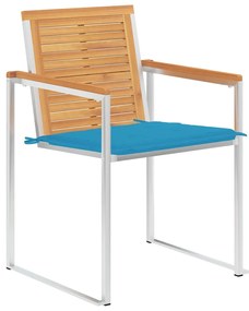 3078558 vidaXL Градински столове, 4 бр, с възглавници, тиково дърво масив