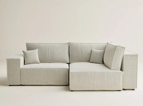 Кремав шенилов сгъваем/с място за съхранение ъглов диван (десен ъгъл/L форма) Tonga – Maison de Rêve