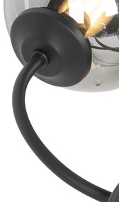 Модерна таванна лампа черна 6-лампа с димно стъкло - Атина