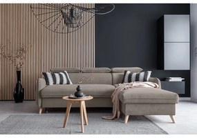 Светлокафяв кадифен ъглов разтегателен диван (десен ъгъл) Sweet Harmony - Miuform