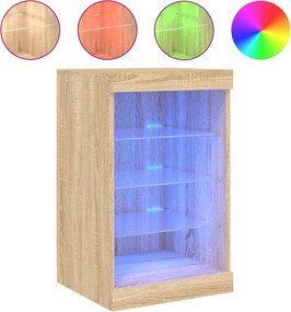 836723 vidaXL Сайдборд с LED светлини, сонома дъб, 41x37x67 см