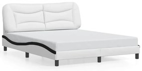 3208015 vidaXL Рамка за легло без матрак Hvar, бяла, черна, 160x200см, изкуствена кожа