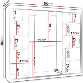 Гардероб Selfie 200 плъзгащ-Кашмир