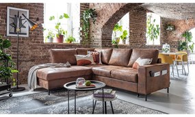 Кафяв разтегателен ъглов диван от изкуствена кожа (ляв ъгъл) Lofty Lilly – Miuform