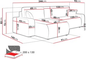 Ъглов диван Piano L-Кафяв