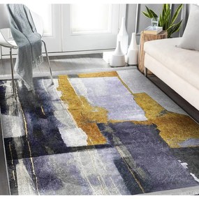 Жълт/тъмносин килим подходящ за пране 120x180 cm Unique – Mila Home
