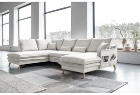 Бежов разтегателен ъглов диван (ляв ъгъл/"U" форма) Charming Charlie – Miuform