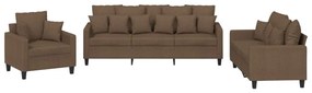 3201635 vidaXL Комплект дивани 3 части с възглавници кафяв текстил