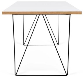 Бяла работна маса с черни крака , 140 x 75 cm Flow - TemaHome