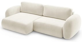 Кремав кадифен сгъваем/с място за съхранение ъглов диван Tonale – Cosmopolitan Design