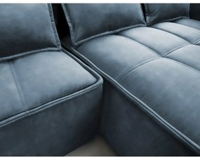 Син кадифен сгъваем/с място за съхранение ъглов диван (десен ъгъл) Campo – ELTAP