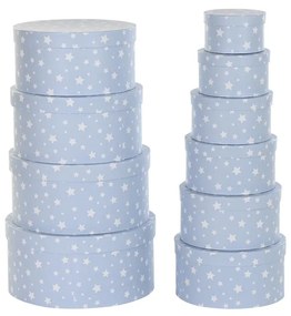 Комплект Кутии за Подреждане една върху друга DKD Home Decor Кръгъл Звезди Детски Картон