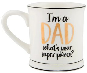 Порцеланова чаша Super Dad, 400 ml Metallic Monochrome - Sass &amp; Belle