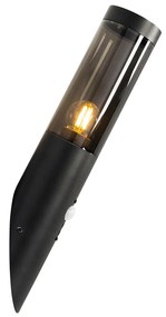 Модерна външна стенна лампа черна с датчик за движение IP44 - Rox