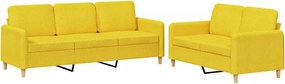 3202123 vidaXL Комплект дивани от 2 части с възглавници, светложълт, плат