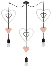 Детски полилей на кабел TRIO 3xE27/20W/230V розов/бял/сив