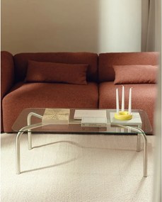 Масичка за кафе със стъклен плот в сребрист цвят 60x110 cm Uku – noo.ma