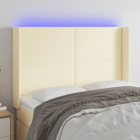 3123860 vidaXL LED горна табла за легло, кремава, 147x16x118/128 см