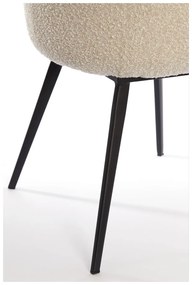 Кремав тапициран трапезен стол с подлакътници Leone – Light &amp; Living