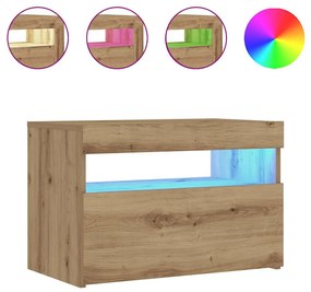 3329176 vidaXL Нощно шкафче с LED светлини Artisan Oak 60x35x40 cm