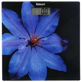Кантар Saturn ST-PS0287, До 150 кг, LCD дисплей, Kg/Lb, Индикатори за батерия и претоварване, Закалено стъкло, Черен/лилав