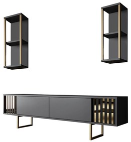 ТВ шкаф Gold, цвят Антрацит Черен