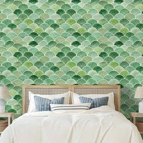 Самозалепващ тапет – Зелени геометрични арки