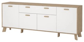 Скрин от дъбов декор в бял и естествен цвят 196x73x39 cm Ikast – Tvilum