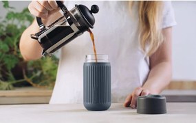 Тъмносива стъклена чаша за път 340 ml – Black + Blum