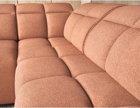 Сгъваем с място за съхранение ъглов диван от букле в цвят сьомга (десен ъгъл L форма) Falconn – ELTAP