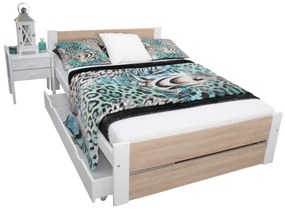 Легло HERMA + матрак + решетка БЕЗПЛАТНО, 180x200, сонома/бяло + място за съхранение