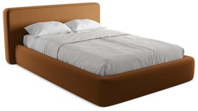 Двойно легло теракотено тапицирано с място за съхранение и включена подматрачна рамка 140x200 cm Kiana – Makamii