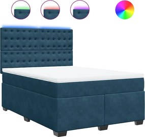 3293222 vidaXL Боксспринг легло с матрак, синя, 140x190 см, кадифе