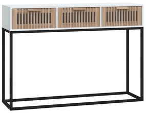 352106 vidaXL Конзолна маса, бяла, 105x30x75 см, инженерно дърво и желязо