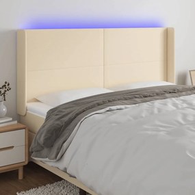 3123787 vidaXL LED горна табла за легло, кремава, 183x16x118/128 см, плат