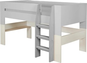 Бежово детско легло 90x200 cm повдигнато без ламелно дъно Loft – Roba