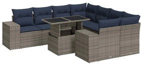 3326772 vidaXL Градински комплект диван с възглавници 9 части сив полиратан