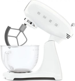 Планетарен миксер SMEG SMF15WHEU, 1000 W, 4.8 л, 10 скорости, Директно задвижване, Крачета против хлъзгане, Бял