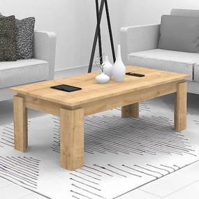 Седа меламинов кафе маса в цвят дъб 110x60x41см.