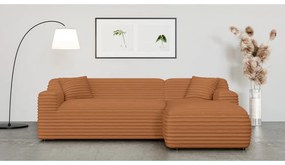 Теракотен ъглов диван от рипсено кадифе (десен ъгъл) Martin – Ropez
