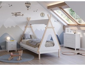 Бяло детско легло тип къща от масивен бор 90x190 cm Nora – Marckeric