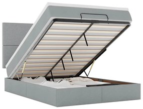3313927 vidaXL Османска легло с матрак и LED, светлосиво, 140x200 см, плат