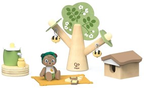 Hape - Интерактивен дървен комплект, Пикник с пчели и кошер, 15 части