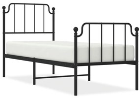 373895 vidaXL Метална рамка за легло с горна и долна табла, черна, 75x190 см